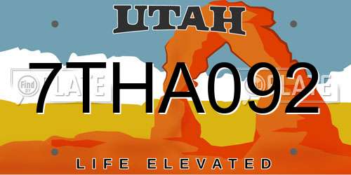 7THA092 Utah License Plate