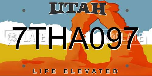 7THA097 Utah License Plate