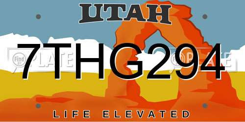 7THG294 Utah License Plate
