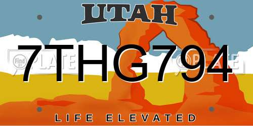 7THG794 Utah License Plate