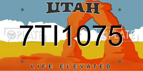 7TI1075 Utah License Plate