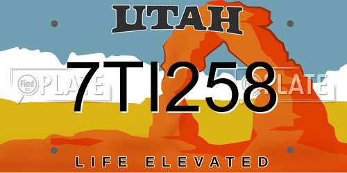 7TI258 Utah License Plate