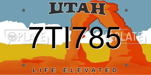 7TI785 Utah License Plate