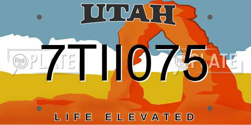 7TII075 Utah License Plate