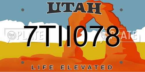 7TII078 Utah License Plate