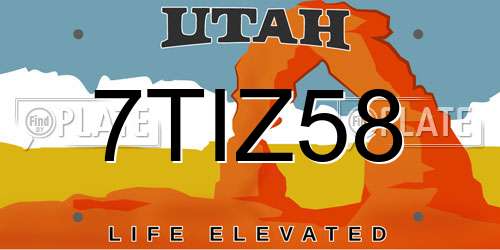 7TIZ58 Utah License Plate