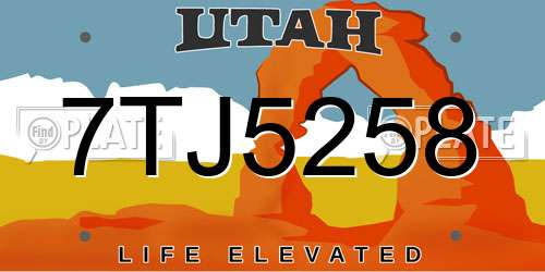 7TJ5258 Utah License Plate