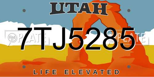 7TJ5285 Utah License Plate