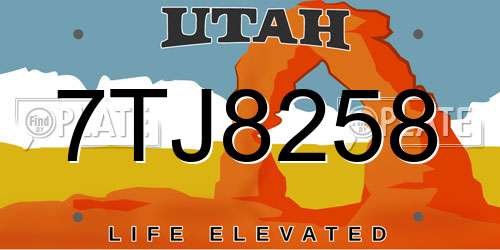 7TJ8258 Utah License Plate