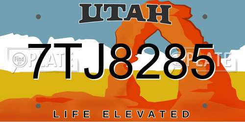 7TJ8285 Utah License Plate