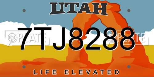 7TJ8288 Utah License Plate