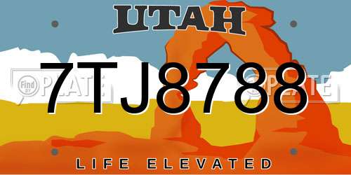 7TJ8788 Utah License Plate