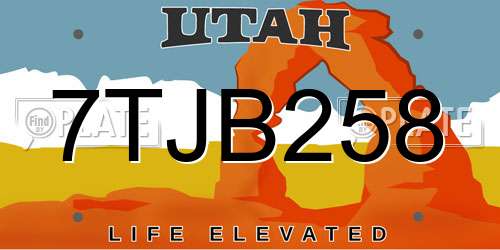 7TJB258 Utah License Plate