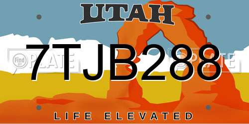 7TJB288 Utah License Plate