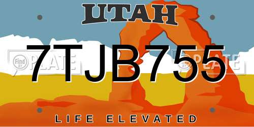 7TJB755 Utah License Plate