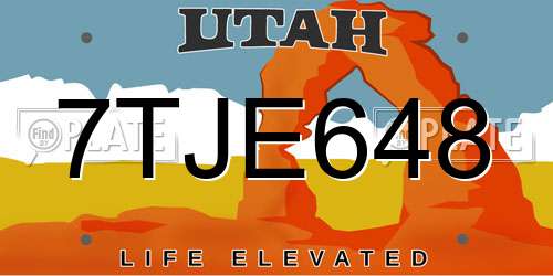 7TJE648 Utah License Plate