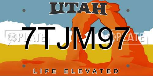 7TJM97 Utah License Plate