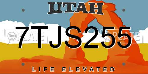 7TJS255 Utah License Plate