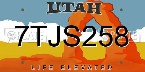 7TJS258 Utah License Plate