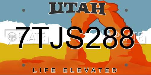 7TJS288 Utah License Plate