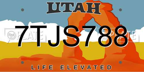 7TJS788 Utah License Plate