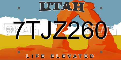 7TJZ260 Utah License Plate