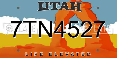 7TN4527 Utah License Plate