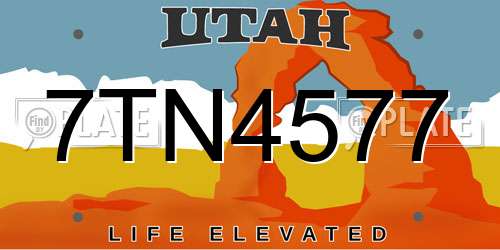 7TN4577 Utah License Plate
