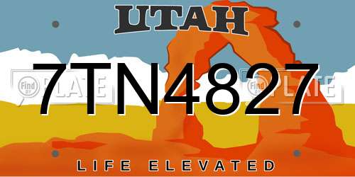 7TN4827 Utah License Plate