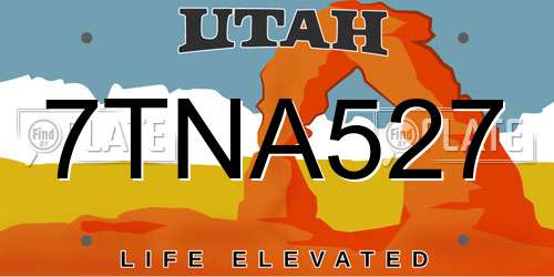 7TNA527 Utah License Plate