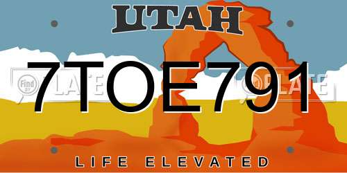 7TOE791 Utah License Plate