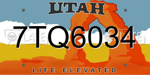 7TQ6034 Utah License Plate