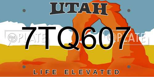 7TQ607 Utah License Plate