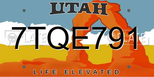 7TQE791 Utah License Plate