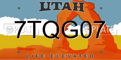 7TQG07 Utah License Plate