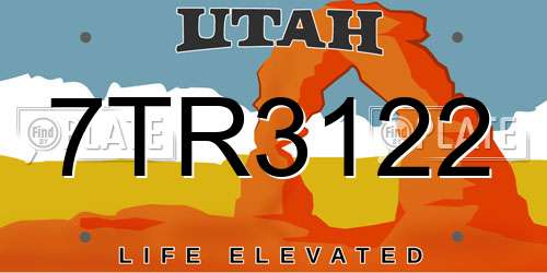 7TR3122 Utah License Plate