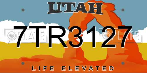 7TR3127 Utah License Plate