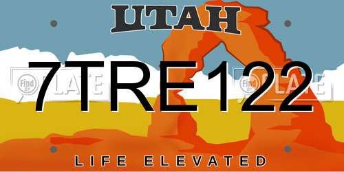 7TRE122 Utah License Plate