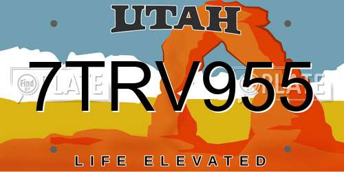 7TRV955 Utah License Plate