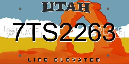 7TS2263 Utah License Plate