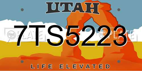 7TS5223 Utah License Plate