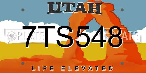 7TS548 Utah License Plate