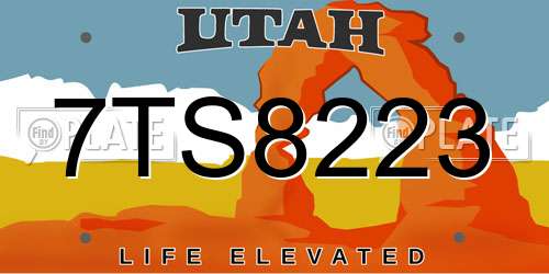 7TS8223 Utah License Plate