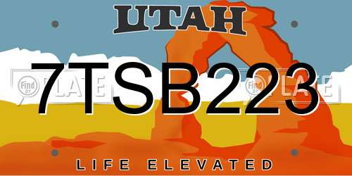 7TSB223 Utah License Plate