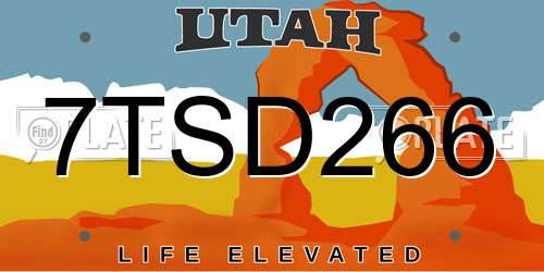 7TSD266 Utah License Plate