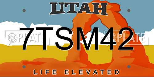 7TSM42 Utah License Plate