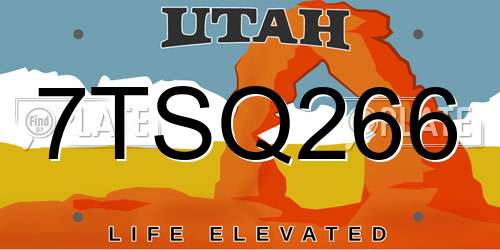 7TSQ266 Utah License Plate