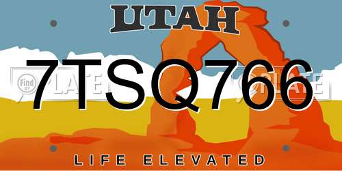 7TSQ766 Utah License Plate