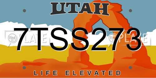7TSS273 Utah License Plate