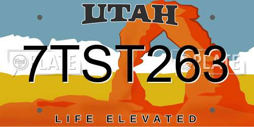 7TST263 Utah License Plate